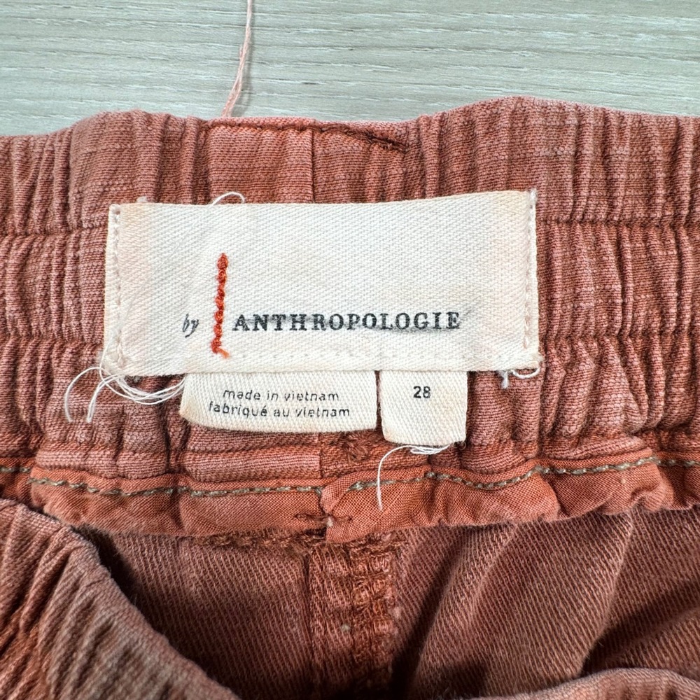 Anthropologie Cargo Jogger Pants Red Cotton Blend Drawstring Waist Womens 28 - Picture 8 of 10